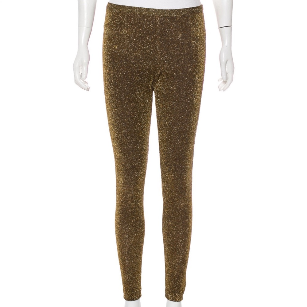 Gold metallic Lanvin skinny leggings